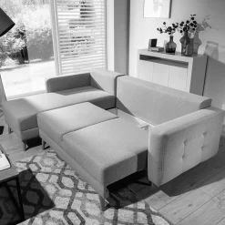 Sale Polsterecke mit Schlaffunktion in Grün Samt - Mingo Betten