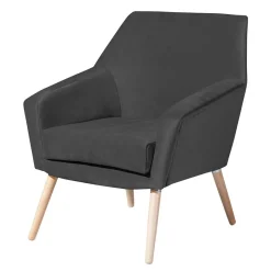 Best Polstersessel aus Samtvelours Anthrazit - Madhu Sessel