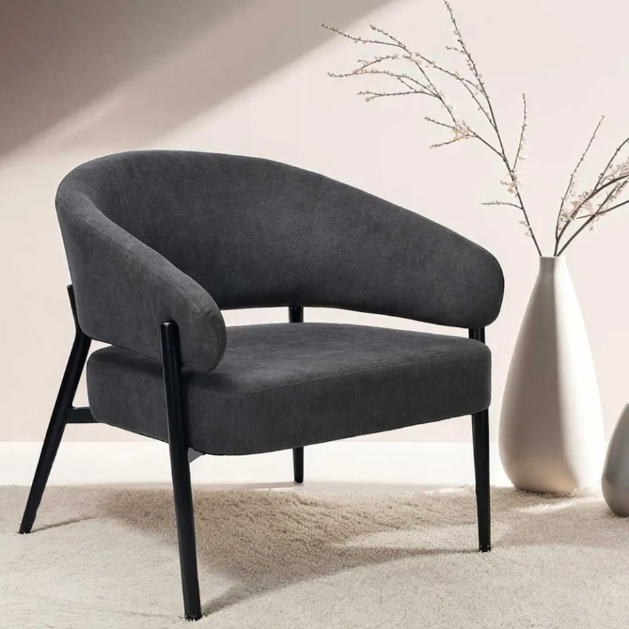 Best Polstersessel in Dunkelgrau Strukturstoff - Deff Sessel