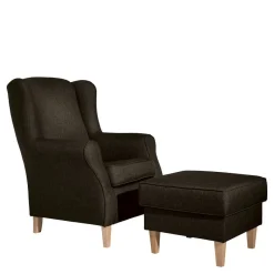 Polstersessel mit Ohren in Braun und Buche - Revelinda Sessel