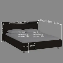 Outlet Preiswertes Polsterbett Vasilio in braunem Kunstleder Betten