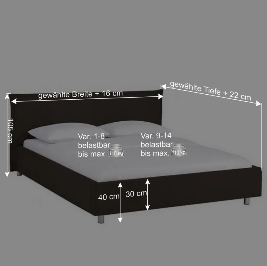 Outlet Preiswertes Polsterbett Vasilio in braunem Kunstleder Betten