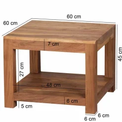 Hot Quadratischer Couchtisch Vislan aus Holz naturbelassen Akazie massiv Tische