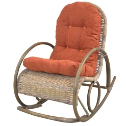 Best Rattan Geflecht Schaukelstuhl in Graubraun - Atjada Sessel