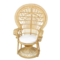 Sale Rattan Pfauenthron Mexicano in Beige Sessel