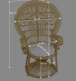 Sale Rattan Pfauenthron Mexicano in Beige Sessel
