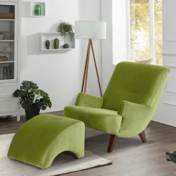 Relax Sessel in Oliv Grün mit Nussbaum - Sofia Sessel