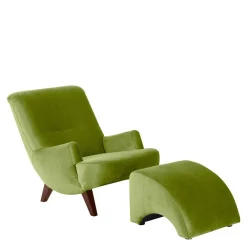 Relax Sessel in Oliv Grün mit Nussbaum - Sofia Sessel