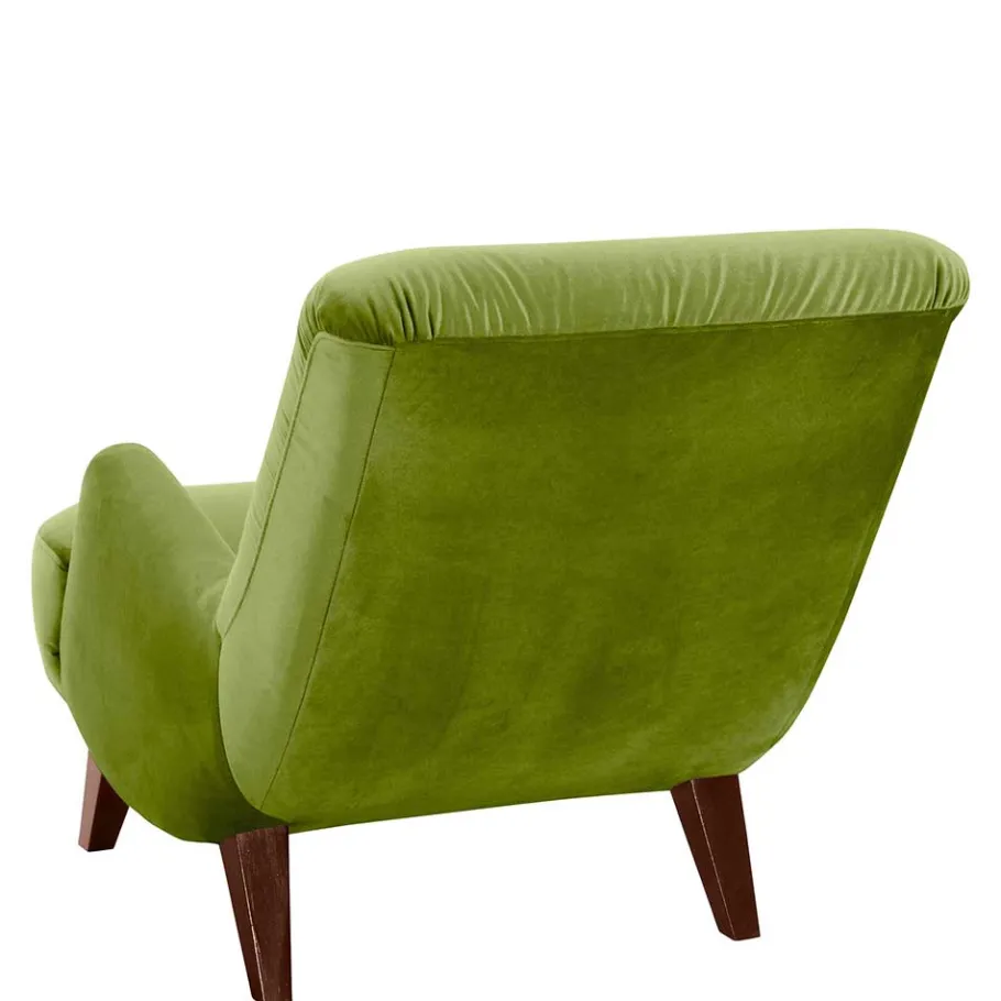 Relax Sessel in Oliv Grün mit Nussbaum - Sofia Sessel