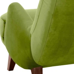 Relax Sessel in Oliv Grün mit Nussbaum - Sofia Sessel