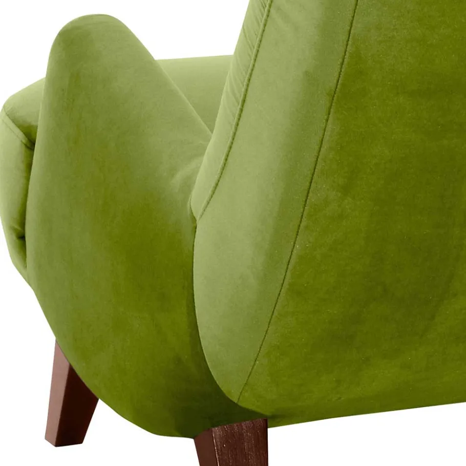 Relax Sessel in Oliv Grün mit Nussbaum - Sofia Sessel