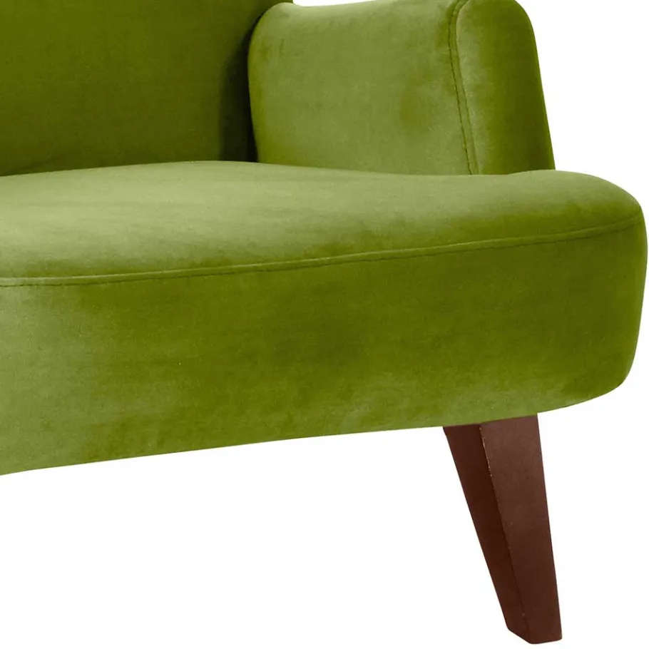 Relax Sessel in Oliv Grün mit Nussbaum - Sofia Sessel