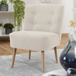 Clearance Retro Cocktailsessel in Beige und Buche - Cranzo Sessel