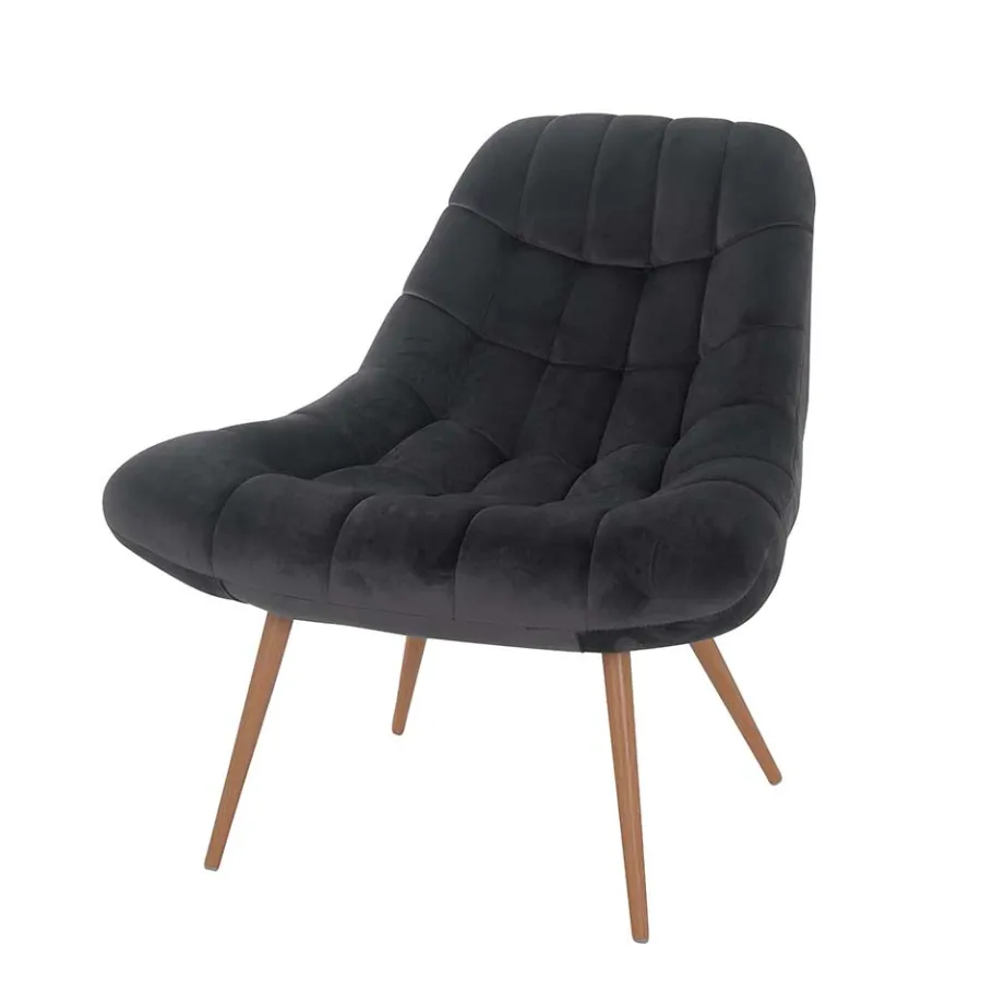 Sale Retro Loungsstuhl in Dunkelgrau Samt - Corners Sessel