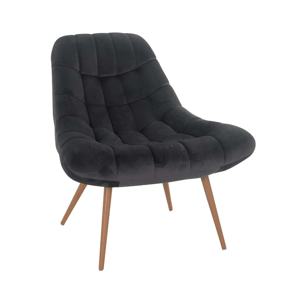 Sale Retro Loungsstuhl in Dunkelgrau Samt - Corners Sessel