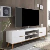 Retro Lowboard für Fernseher Valezianos in Weiß Tv & Hifi-Möbel|Lowboards
