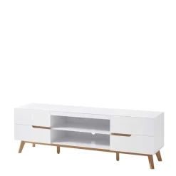 Retro Lowboard für Fernseher Valezianos in Weiß Tv & Hifi-Möbel|Lowboards