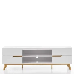 Retro Lowboard für Fernseher Valezianos in Weiß Tv & Hifi-Möbel|Lowboards