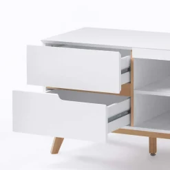 Retro Lowboard für Fernseher Valezianos in Weiß Tv & Hifi-Möbel|Lowboards