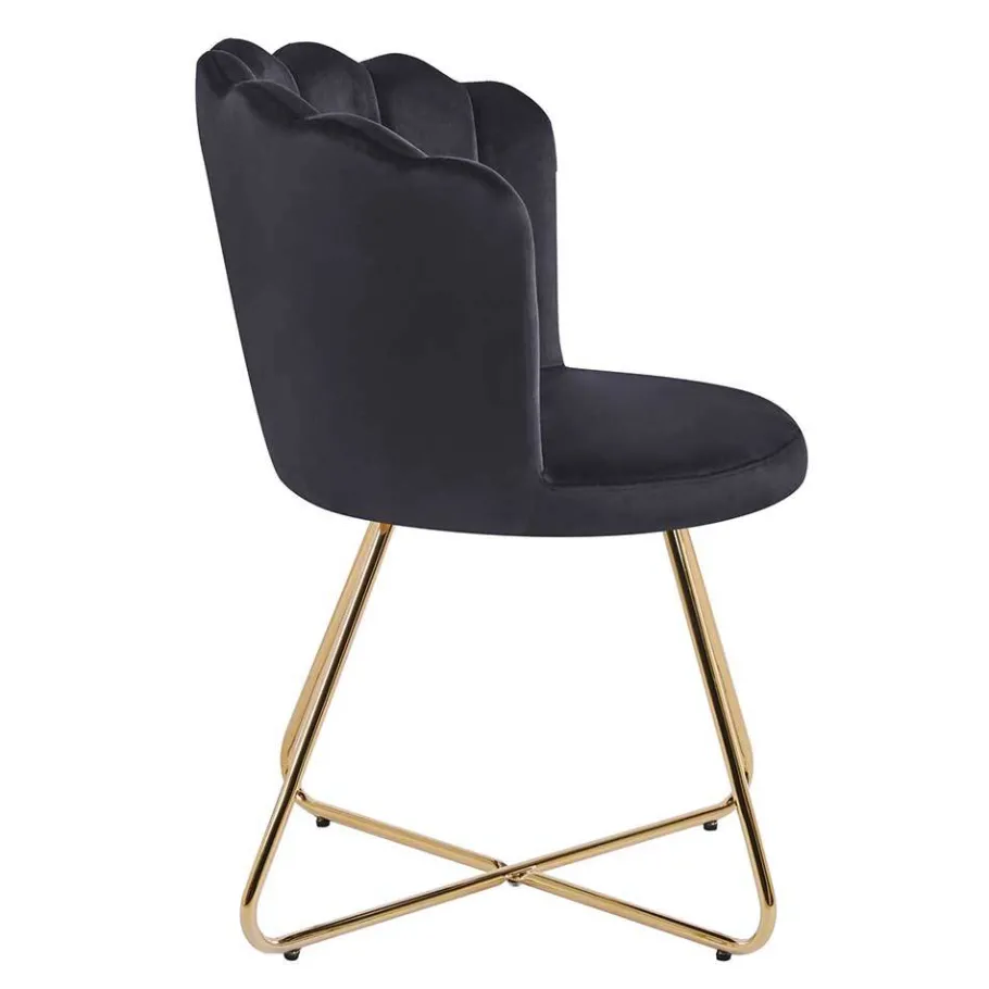 Sale Retro Muschelstühle in Schwarz Samt - Rubins (2er Set) Stühle