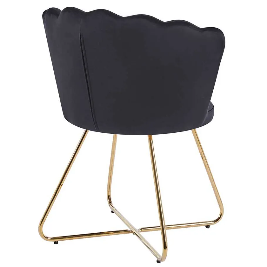 Sale Retro Muschelstühle in Schwarz Samt - Rubins (2er Set) Stühle