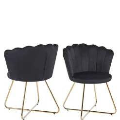 Sale Retro Muschelstühle in Schwarz Samt - Rubins (2er Set) Stühle