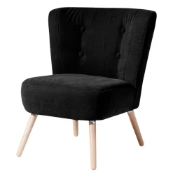 Clearance Retro Polstersessel in Schwarz Velours - Adaliz Sessel