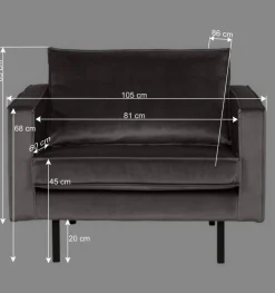 Outlet Retro Samtsessel in Rotbraun - Enzing Sessel