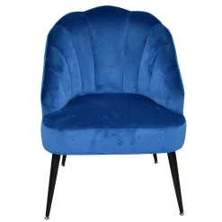 Outlet Retro Sessel in Blau Samt & Schwarz - Didesco Sessel