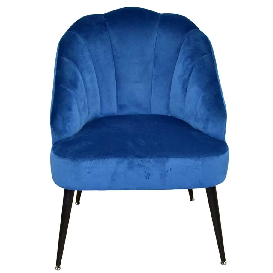 Outlet Retro Sessel in Blau Samt & Schwarz - Didesco Sessel