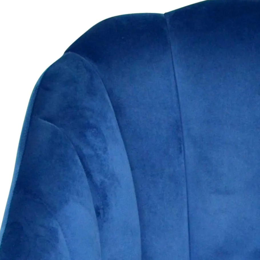 Outlet Retro Sessel in Blau Samt & Schwarz - Didesco Sessel