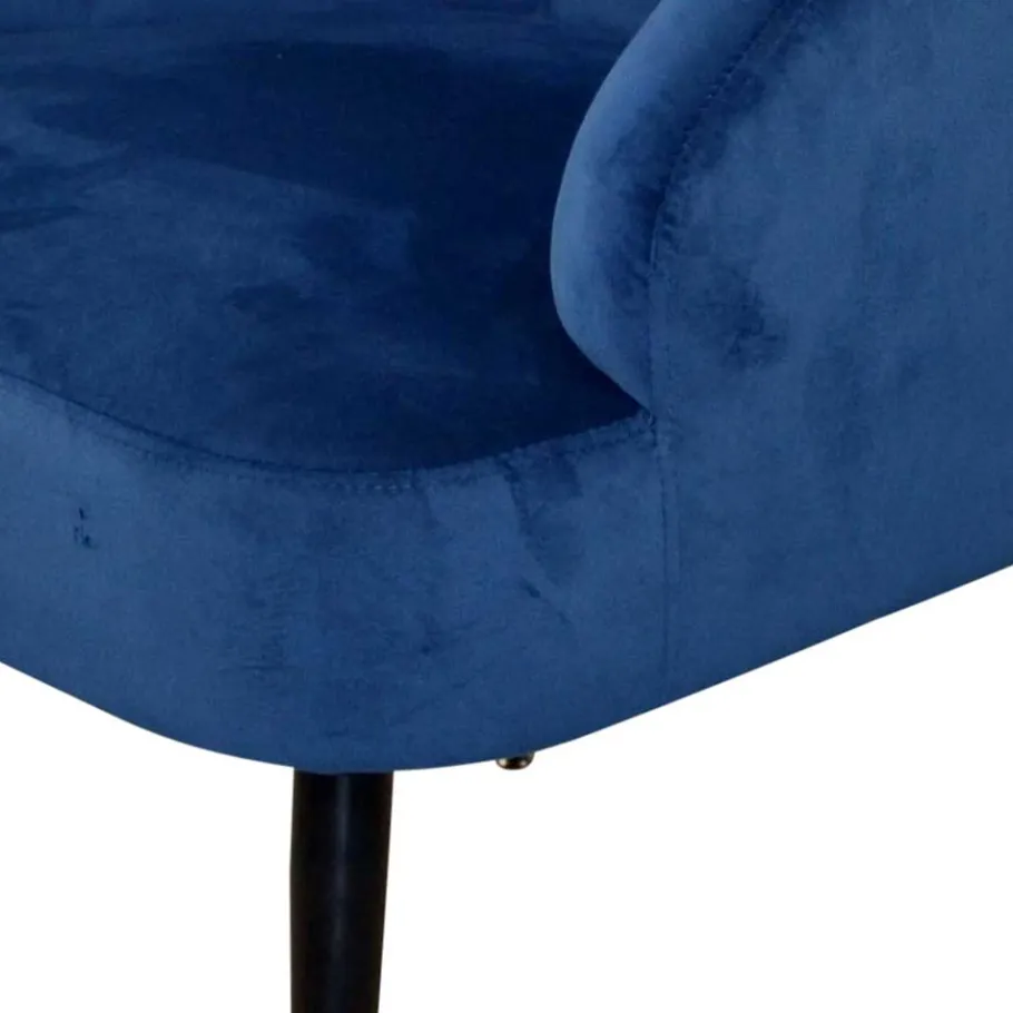 Outlet Retro Sessel in Blau Samt & Schwarz - Didesco Sessel
