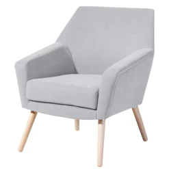 Clearance Retro Sessel in Silbergrau Velours - Desaros Sessel