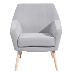 Clearance Retro Sessel in Silbergrau Velours - Desaros Sessel