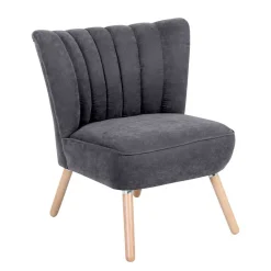 Retro Style Sessel in Anthrazit Velours - Valentino Sessel