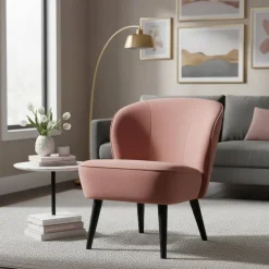 Outlet Retro Vintage Sessel in Altrosa Samt - Ventura Sessel