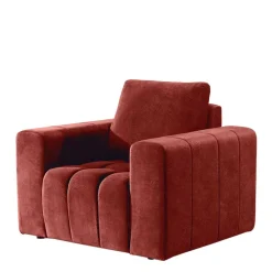 Retrosessel in Rotbraun Stoffbezug - Yallaz Sessel