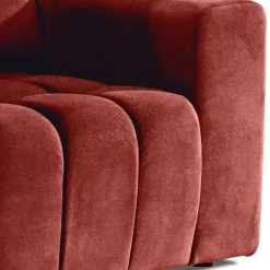 Retrosessel in Rotbraun Stoffbezug - Yallaz Sessel