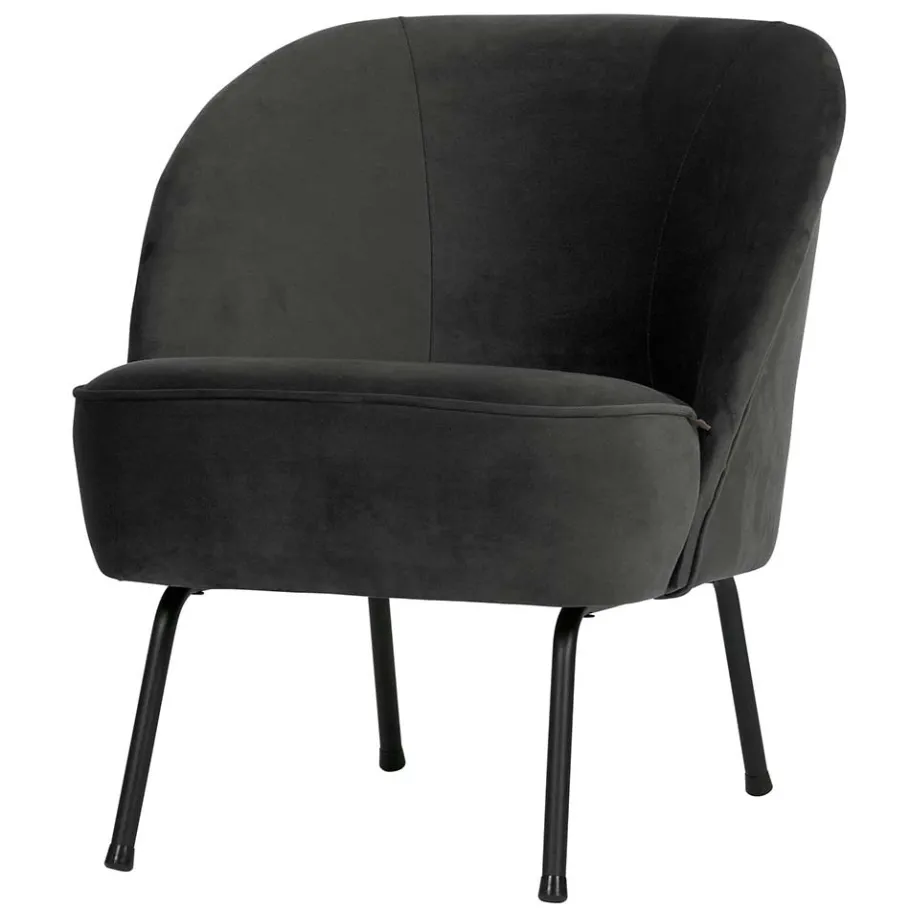 Outlet Retrosessel in Schwarz mit Samtbezug - Betty Sessel