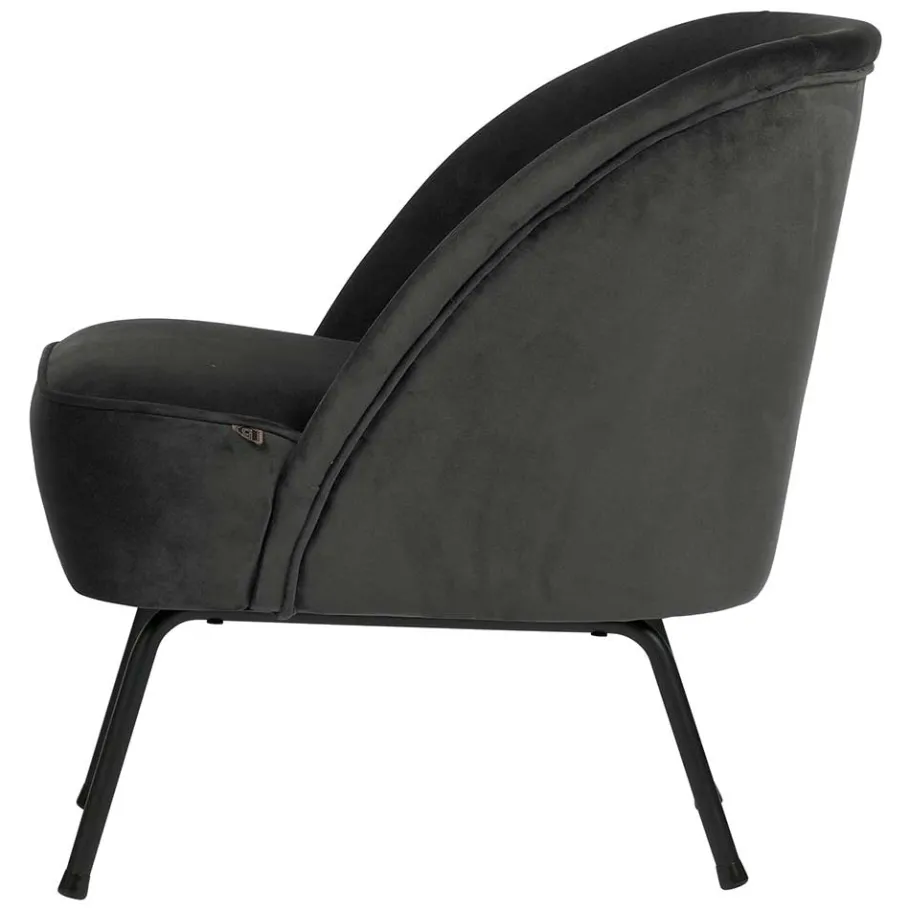 Outlet Retrosessel in Schwarz mit Samtbezug - Betty Sessel