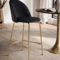 Best Retrostyle Barstuhl in Schwarz und Gold - Chiosma (2er Set) Hocker|Stühle