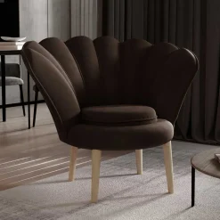 Best Retrostyle Muschelsessel in Dunkelbraun - Chako Sessel