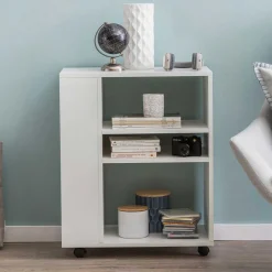 Rollbares Regal in Weiß beschichtet - Arletta Regale