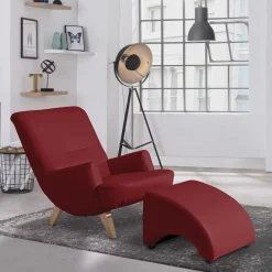 Clearance Roter Kunstledersessel mit Buche Beinen - Systrem Sessel