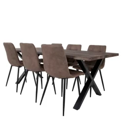 Best Räuchereiche Tisch & 6 Polsterstühle - Omy (siebenteilig) Sitzgruppe