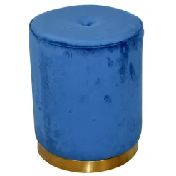 Best Runder Hocker aus Samt in Blau - Mialan Hocker