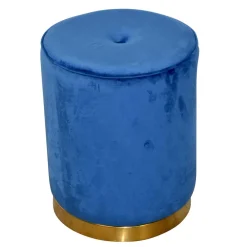 Best Runder Hocker aus Samt in Blau - Mialan Hocker