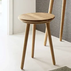Best Runder Holz Beistelltisch aus Eiche Massivholz - Kopiana Hocker
