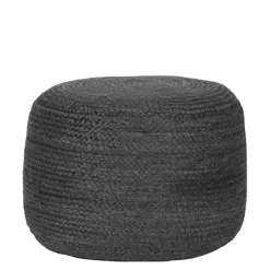 Best Runder Pouf aus Jute Geflecht in Anthrazit - Triumph Hocker