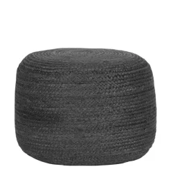 Best Runder Pouf aus Jute Geflecht in Anthrazit - Triumph Hocker